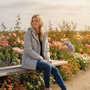 Eddie Bauer Women’s Grey Hooded  Utility Jacket – 4 Pocket Style